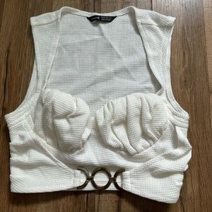 White cupped crop top